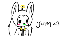 a drawing of a bunny with the word yum < 3 written below it