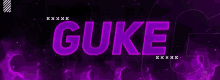 a purple and black background with the word guke on it