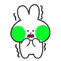 a cartoon rabbit with green spots on its face is covering its face .