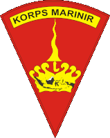 a red triangle with the words korps marinir written on it