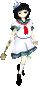 a pixel art of a girl in a sailor suit holding a sword .