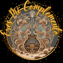 a guitar in a circle with the words " eres mi complemento " below it