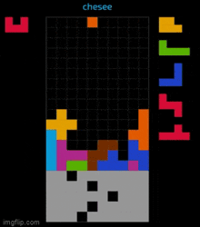 a tetris game is being played on a computer