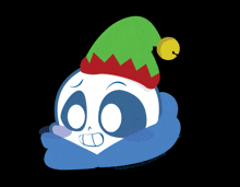 a drawing of a skull wearing an elf hat