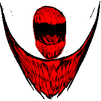 a drawing of a red helmet with a black outline on a white background