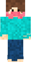 a minecraft character is wearing a blue sweater and blue jeans