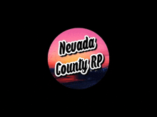 a logo for nevada country rp with a sunset background