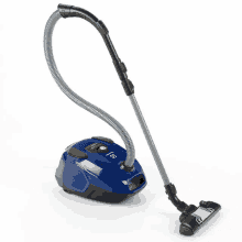 a blue electrolux vacuum cleaner with a long handle