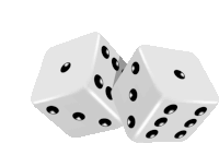 a pair of white dice with black dots on each side