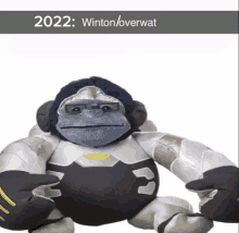 a picture of a stuffed gorilla with the year 2022