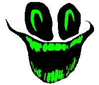 a black and green drawing of a cartoon character 's mouth