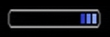 a loading bar with three blue lights on a black background .