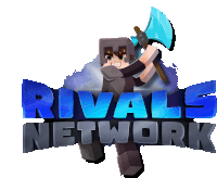 the logo for rivals network has a minecraft character holding an axe