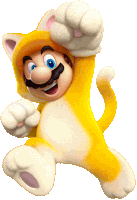 a cartoon character named mario is dressed in a cat costume