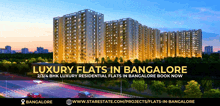 an advertisement for luxury flats in bangalore with a picture of a building