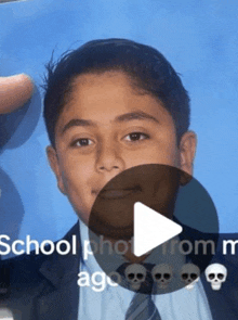 a boy in a suit and tie is shown with the words school photo from ago below him