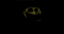 a troll face with tears coming out of its eyes is standing in the dark .