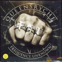 queen sryche frequency unknown album cover with a fist with rings on it