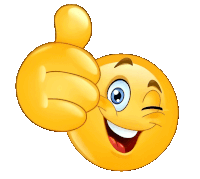 a smiley face is giving a thumbs up and winking