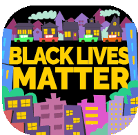 an app icon that says black lives matter with a colorful city in the background