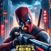 a poster for a movie called museum bola with deadpool