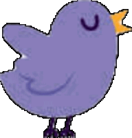 a purple bird with an orange beak is standing on a white background .