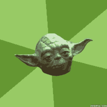 a picture of yoda 's head on a green background with memeful.com at the bottom