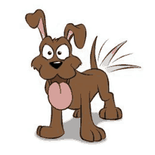 a cartoon dog with its tongue hanging out and a tail flying .