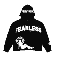 a black hoodie with fearless written on the front