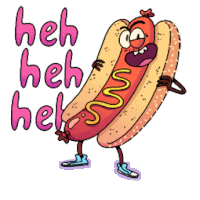 a cartoon of a hot dog with mustard on it