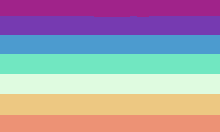 it looks like a rainbow flag with purple , blue , green , orange and white stripes .