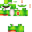 a minecraft skin of a green frog with a hat and a crown .