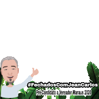 a cartoon of a man giving a thumbs up with # fechadoscom jeancarlos