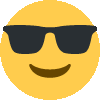 a yellow smiley face wearing black sunglasses .