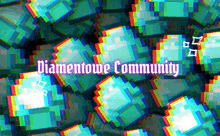 a display of diamonds with the words " diamentowe community " written on it