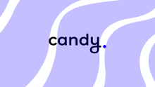 a purple background with white lines and the word candy