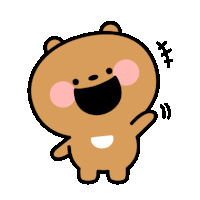 a cartoon drawing of a brown bear with a big smile on his face