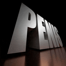 a 3d rendering of the word penis on a wooden surface