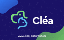 a blue and green background with the word clea in white