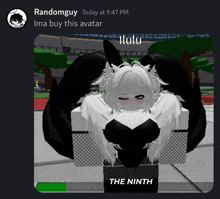 a picture of a girl in a video game with the words the ninth on it