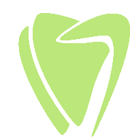 a green tooth with a white outline is on a white background