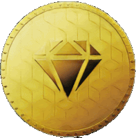 a gold coin with a diamond in the center of it