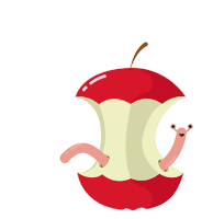 a worm is crawling out of a red apple