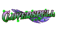 a green and purple logo that says cloverspell on it