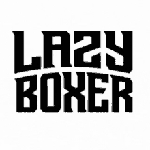 a logo for lazy boxer is shown in black and white