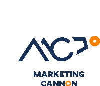 a blue and orange logo for the marketing cannon company