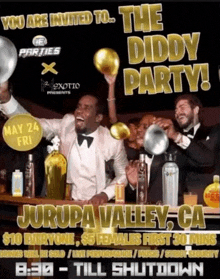 an advertisement for the diddy party in jurupa valley ca