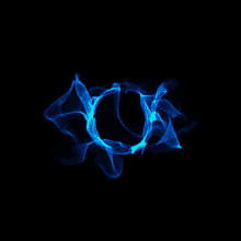 a blue circle on a black background that looks like smoke coming out of it