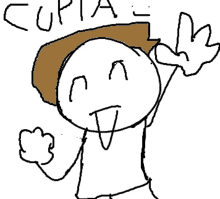 a drawing of a person with the word copia written in black