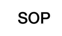 a black and white logo for sop is on a white background .